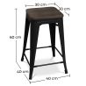 Tabouret de Bar - Design Industriel - Bois et Acier - 60cm -Stylix image 7