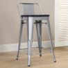 Tabouret de bar design industriel avec dossier - Bois et acier - 60 cm - Stylix image 7