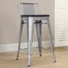 Tabouret de bar design industriel avec dossier - Bois et acier - 60 cm - Stylix image 7