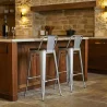 Tabouret de bar design industriel avec dossier - Bois et acier - 76cm - Stylix image 7