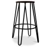 Tabouret Rond - Design Industriel - Bois et Métal - 74cm - Épingle à cheveux image 7