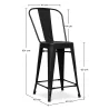 Tabouret de bar avec dossier - design industriel - 60cm - Stylix image 7