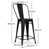 Tabouret de bar avec dossier - design industriel - 60cm - Stylix image 7