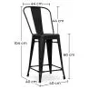Tabouret de bar avec dossier - design industriel - 60cm - Stylix image 7