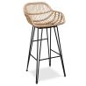 Tabouret de bar en rotin avec accoudoirs - Style Boho Bali - 75cm - Many image 7