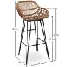 Tabouret de bar en rotin avec accoudoirs - Style Boho Bali - 75cm - Many image 7