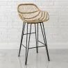 Tabouret de bar en rotin avec accoudoirs - Style Boho Bali - 75cm - Many image 7