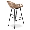 Tabouret de bar en rotin avec accoudoirs - Style Boho Bali - 75cm - Many image 7