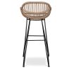 Tabouret de bar en rotin avec accoudoirs - Style Boho Bali - 75cm - Many image 7