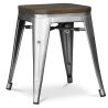 Tabouret Design Industriel - Bois et Acier - 45cm -Stylix image 7