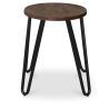 Tabouret de bar rond - design industriel - bois et acier - 43cm - Hairpin image 7