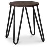 Tabouret de bar rond - design industriel - bois et acier - 43cm - Hairpin image 7