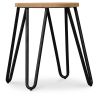 Tabouret de bar rond - design industriel - bois et acier - 44cm - Hairpin image 7
