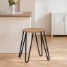 Tabouret de bar rond - design industriel - bois et acier - 44cm - Hairpin image 7