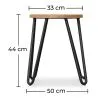 Tabouret de bar rond - design industriel - bois et acier - 44cm - Hairpin image 7