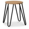 Tabouret de bar rond - design industriel - bois et acier - 44cm - Hairpin image 7