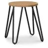 Tabouret de bar rond - design industriel - bois et acier - 44cm - Hairpin image 7