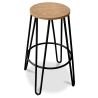 Tabouret rond - Design industriel - Bois et métal - 66cm - Hairpin image 7