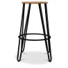 Tabouret rond - Design industriel - Bois et métal - 66cm - Hairpin image 7