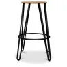 Tabouret rond - Design industriel - Bois et métal - 66cm - Hairpin image 7