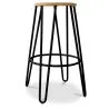 Tabouret rond - Design industriel - Bois et métal - 66cm - Hairpin image 7