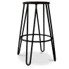 Tabouret rond - Design industriel - Bois et métal - 66cm - Hairpin image 7