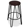 Tabouret rond - Design industriel - Bois et métal - 66cm - Hairpin image 7