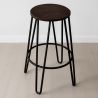 Tabouret rond - Design industriel - Bois et métal - 66cm - Hairpin image 7