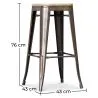 Tabouret de Bar - Design Industriel - Acier & Bois - 76cm - Stylix image 7