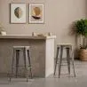 Tabouret de Bar - Design Industriel - Acier & Bois - 76cm - Stylix image 7