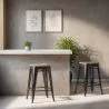 Tabouret de bar design industriel - bois et acier - 61cm - Stylix image 7
