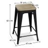 Tabouret de bar design industriel - bois et acier - 61cm - Stylix image 7
