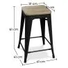 Tabouret de bar design industriel - bois et acier - 61cm - Stylix image 7