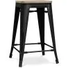 Tabouret de bar design industriel - bois et acier - 61cm - Stylix image 7