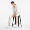 Tabouret de bar - Design industriel - Bois et acier - 61cm - Stylix image 7