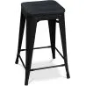 Tabouret de bar - Design industriel - Bois et acier - 61cm - Stylix image 7