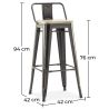 Tabouret de bar avec dossier - design industriel - 76 cm - Stylix image 7