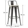 Tabouret de bar avec dossier - design industriel - 76 cm - Stylix image 7
