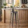 Tabouret de bar avec dossier - Design industriel - Bois et acier - 76cm - Stylix image 7