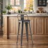 Tabouret de bar avec dossier - Design industriel - Bois et acier - 76cm - Stylix image 7