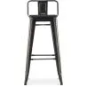 Tabouret de bar avec dossier - Design industriel - Bois et acier - 76cm - Stylix image 7