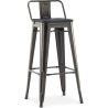 Tabouret de bar avec dossier - Design industriel - Bois et acier - 76cm - Stylix image 7