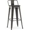 Tabouret de bar avec dossier - Design industriel - Bois et acier - 76cm - Stylix image 7