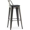 Tabouret de bar avec dossier - Design industriel - Bois et acier - 76cm - Stylix image 7