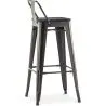 Tabouret de bar avec dossier - Design industriel - Bois et acier - 76cm - Stylix image 7