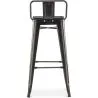 Tabouret de bar avec dossier - Design industriel - Bois et acier - 76cm - Stylix image 7