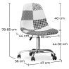 Chaise de bureau à roulettes - Chaise de bureau tapissée en patchwork - Noir et blanc - Denisse image 7