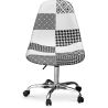 Chaise de bureau à roulettes - Chaise de bureau tapissée en patchwork - Noir et blanc - Denisse image 7