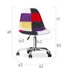 Chaise de Bureau à roulettes - Chaise de Bureau - Tapissée en Patchwork - Tessa image 7