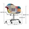 Chaise de bureau avec accoudoirs - Chaise de bureau à roulettes - Tapissée en patchwork - Patty image 7